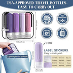 Travel Bottles for Toiletries, 3oz TSA Approved Travel Size Toiletries, Silicone Leak-Proof Refillable Containers, Squeezable Liquid Essentials Bottles W/Clear Bag (PURPLE)