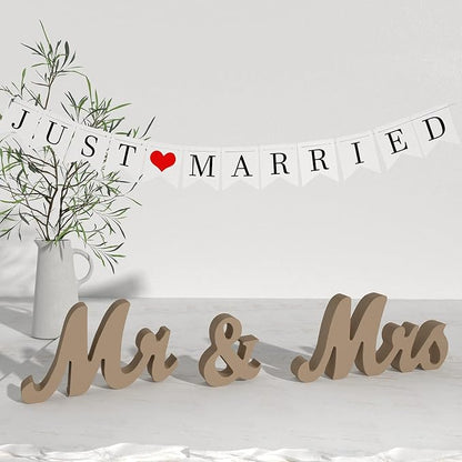 VIOPVERY Wooden Mr & Mrs Wedding Sign - Image 2