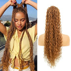 Drawstring Ponytail for Women Boho Box Braids with Long Wavy Hair Ponytail Extension Synthetic Hair Extensions Ponytail for Daily Use (27#, 24 Inch)