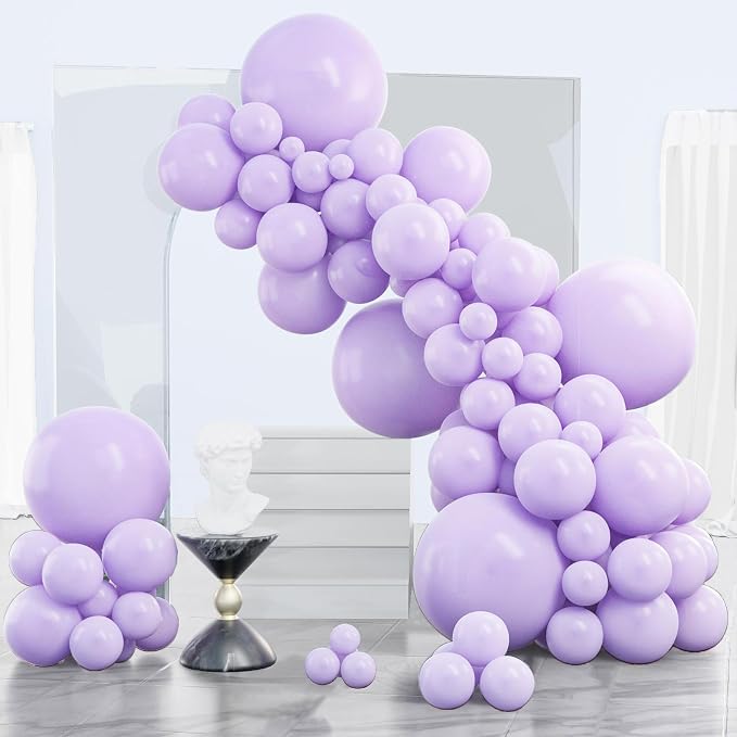 PartyWoo Lavender Balloons 140pcs Light Pastel Purple Lilac Color | 18 12 10 5 by PartyWoo