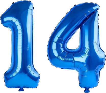 40 Inch Number 14 Balloons for 14th Birthday Party Decorations, 0-100 Dark Blue by FOBELEC