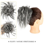 HMD Tousled Updo Messy Bun Hair Piece Hair Extension Ponytail With Elastic Rubber Band Updo Bun Synthetic Hairpieces for Women