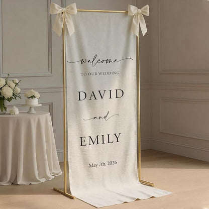Personalized Fabric Wedding Welcome Sign, Cotton Linen Banner - Image 2