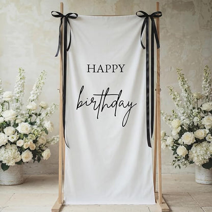 Tingjoo 27 × 78 Inch Happy Birthday Fabric Banner Long Birthday Party - Image 5