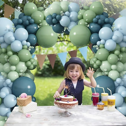 Blue and Green Balloon Arch Kit 107Pcs Dusty Blue Sage Green Balloons Garland - Image 6