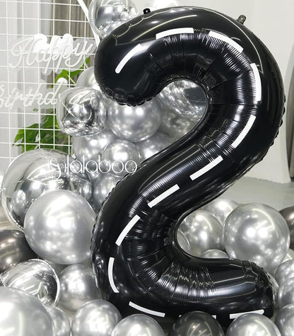 Race Car 40 Inch Black 2 Big Large Helium Balloon Number 0-9 | Track Giant - Image 7