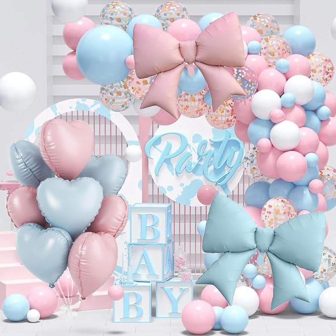 Pink Blue Bow Balloon Set​ - Image 7