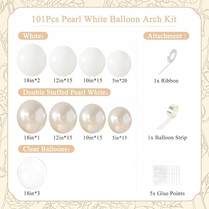 White Balloon Arch Kit for Wedding Bridal Shower Baby Shower Decorations | - Image 2