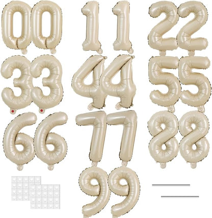 TONIFUL 20 Pcs Number Balloon 2 Set 16 Inch Caramel 0-9 Numbers Balloons | by TONIFUL