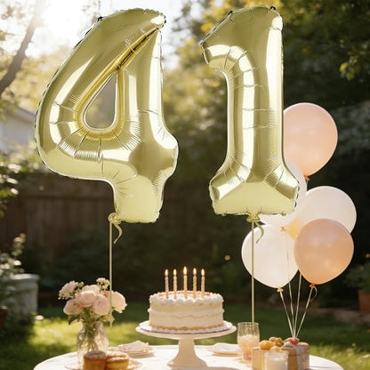 40 Inch Number 41 Balloons for 41st Birthday Party Decorations, 0-100 Champagne - Image 3