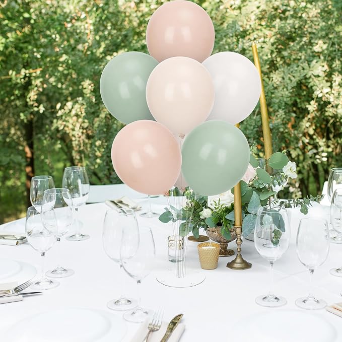 FYSUIMU 4Set Pink and Green Balloon Stand Kit Pastel Pink White Sage Green - Image 5