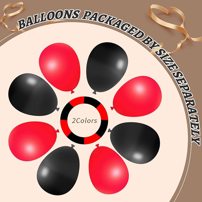 412Pcs Red Black Balloons Garland Arch Kit, 18 12 10 5 Inch Different Size - Image 4