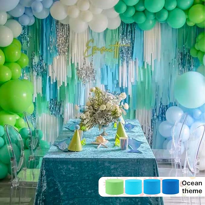 PartyWoo Teal Crepe Paper Streamers 6pcs 492 FT Turquoise Streamers | Birthday - Image 2