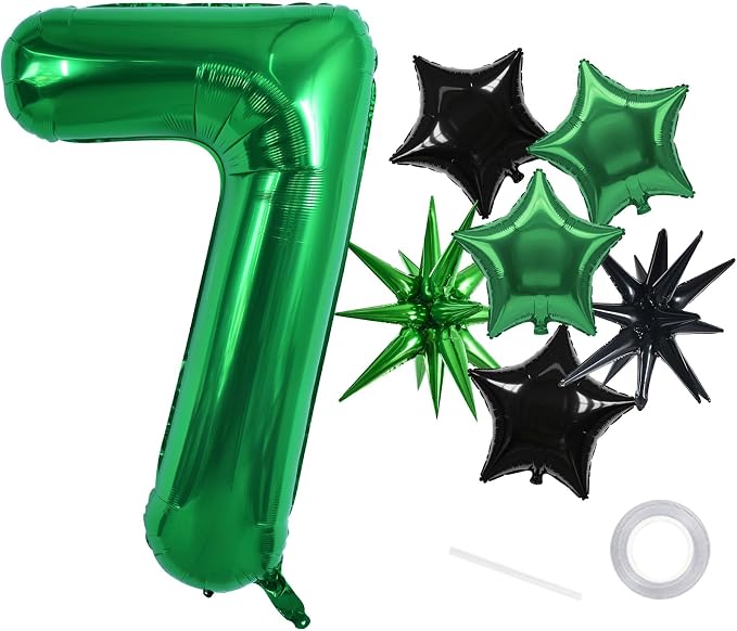 TONIFUL 7th Birthday Balloons Kit 40 Inch Dark Green Large Number 7 Balloon | by TONIFUL