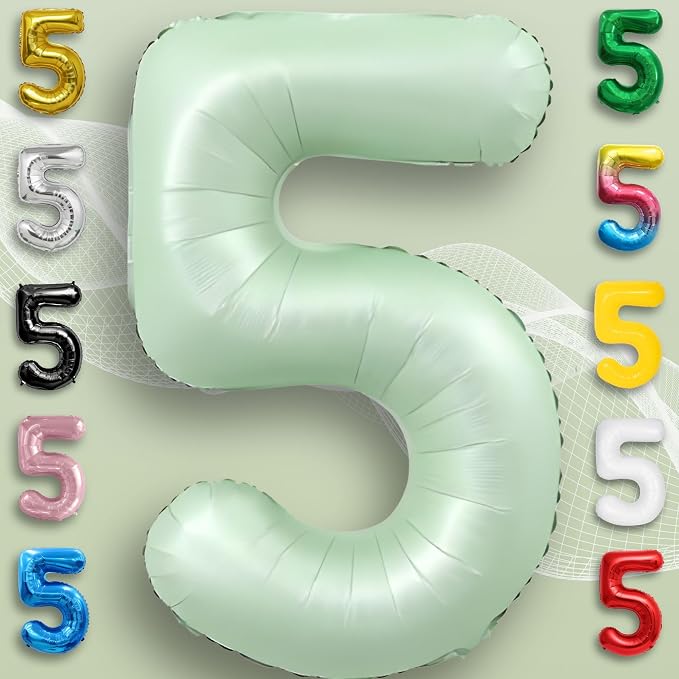 Green Number Balloon 5 Mylar Foil Balloons 32 inch - Image 4