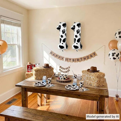 40 Inch Cow Print Number 11 Balloon, Giant Black and White Foil Number Balloons - Image 6