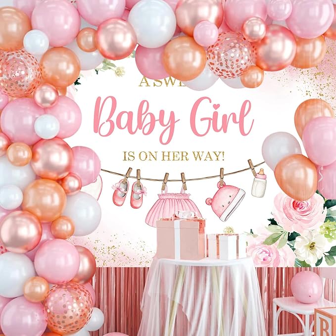 InMemory Girl Baby Shower Backdrop Oh Baby Clothes Welcome Newborn Party - Image 3
