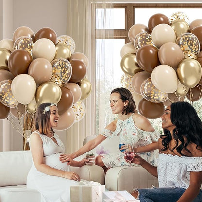 60pcs Brown and Gold Balloons for Neutral Bridal Shower, Baby Shower Party - Image 4