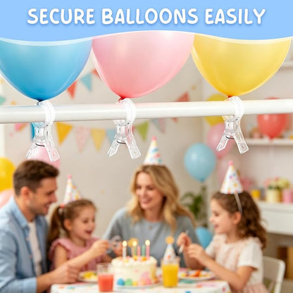 20 Pack Balloon Arch Clips, 3.5'' Clear Plastic Spring Clamps | Heavy Duty Clips - Image 4