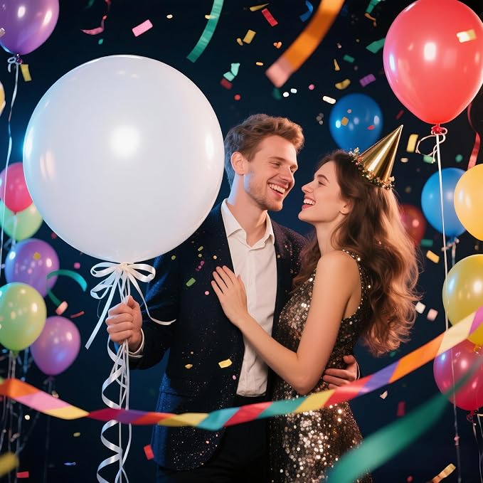White Balloons 18 Inch 12 Pack Large Latex Party Balloons Round Helium Balloon - Image 4