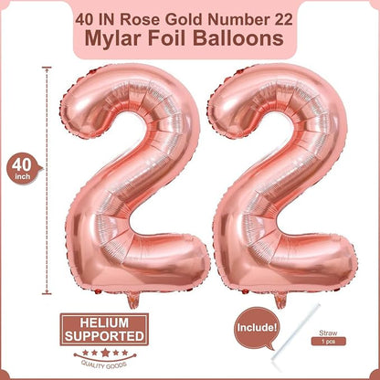 40 Inch Rose Gold 22 Balloons Giant Number 22 Balloons Rose Gold 22 Birthday - Image 2