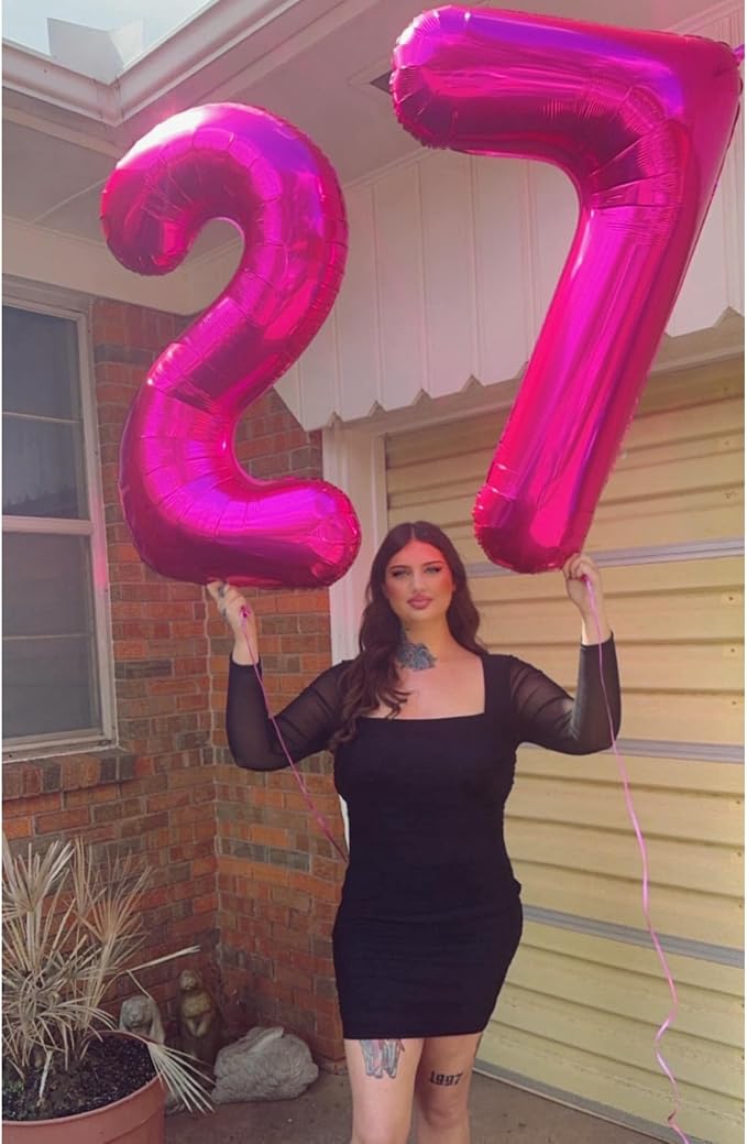 Hot Pink Number 7 Balloon 40 Inch, 7th Birthday Decorations Men Women | Foil - Image 7
