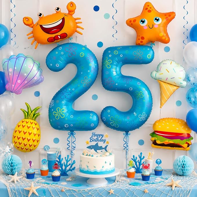 Number 25 DIY Balloon Set 40 Inch Ocean Theme Birthday Decorations - Image 2