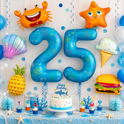 Number 25 DIY Balloon Set 40 Inch Ocean Theme Birthday Decorations - Image 2