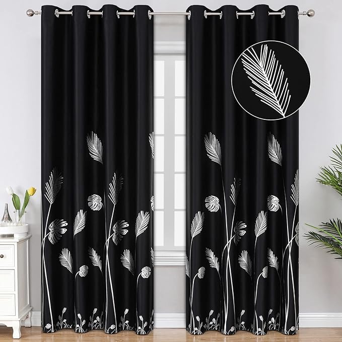 Black Blackout Curtains & Drapes 102 Inches Long by ESTELARTEXTILER