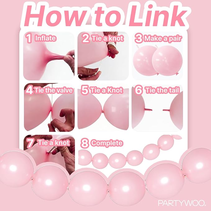 PartyWoo Pastel Linking Balloons 100pcs 12 Inch Rainbow Link Balloons | - Image 5