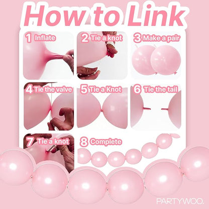 PartyWoo Pastel Linking Balloons 100pcs 12 Inch Rainbow Link Balloons | - Image 5