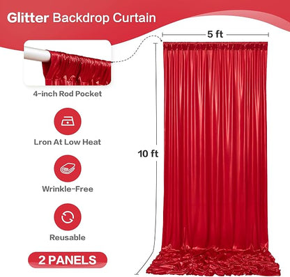 gogoparti 10x10FT Red Sequin Backdrop Curtain - Image 6