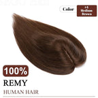 SEGO Human Hair Topper for Women, No Bangs Real Hair Topper with Anti-Slip Clips (12 Inch#4 Medium Brown)