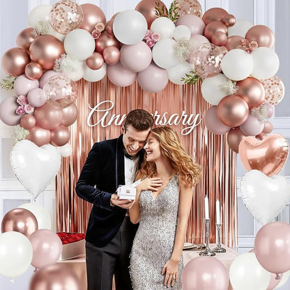 157PCS Rose Gold Dusty Pink and White Balloons - Image 7