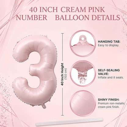 Baby Pink Number 13 Balloon 40 Inch, Foil Digits Milestone Party Supplies | - Image 4