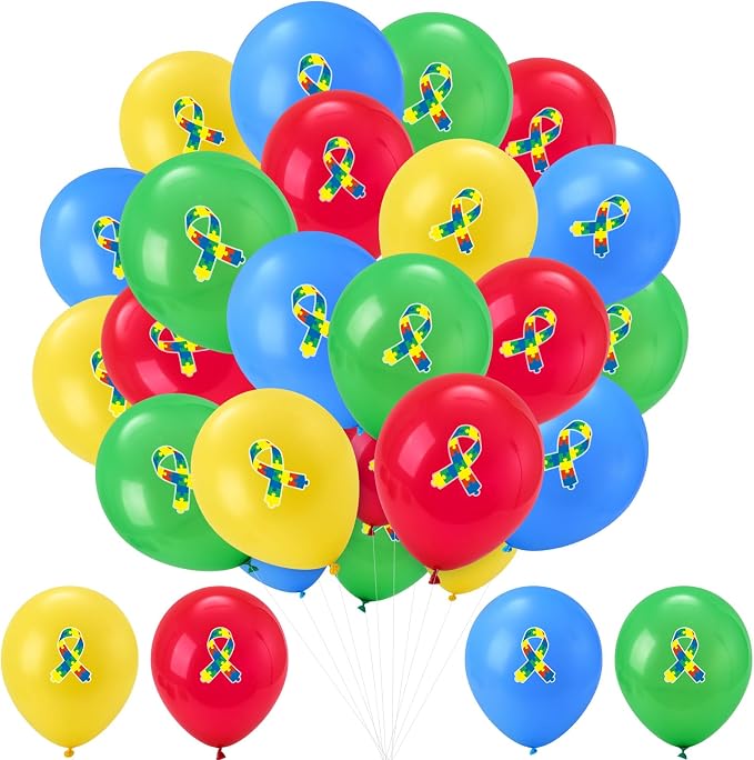 100 PCS Ribbon Awareness Balloons Decorations 12 Inch Ribbon Latex Balloons Arch by Unknown