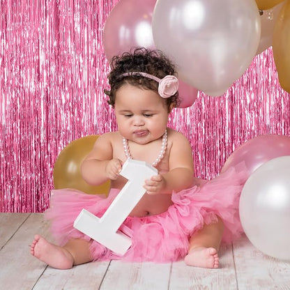BOMSI 5 Pack Pink Tinsel Curtain Party Backdrop Foil Fringe Birthday Photo - Image 5