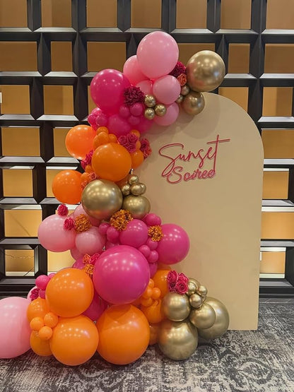 Pink and Orange Balloons Arch Kit 124pcs different sizes | - Image 5