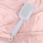 Retractable Air Cushion Massage Comb for Woman, Comfortable Self-Cleaning Detangling Hair Clean Brush with Pull Ring Anti-Static Comb for All Hair Types (Blue)