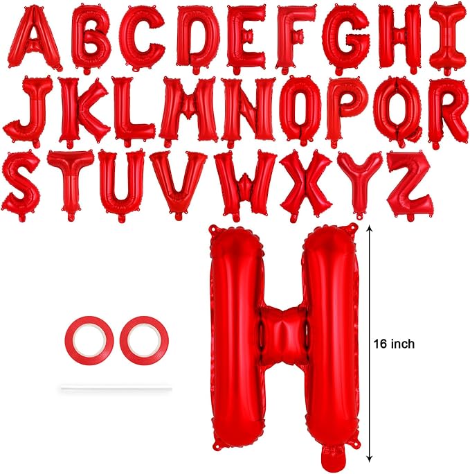 26 Pcs Red Letter Balloons, 16 Inch Foil Alphabet Letter Balloons, Letter A-Z - Image 2