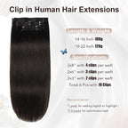 XDhair Clip in Hair Extensions Real Human Hair 20 Inch 120g Natural Straight Human Hair Clip in Extensions for Woman, Soft Straight 6pcs Per Set with 18 Clips Double Weft #1B