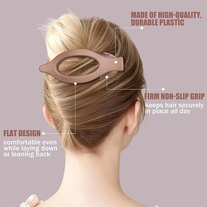 Flat Hair Clips for Women - 6 PCS French Flat Claw Clips Medium Hair Clips for Girls Large Hair Claw Clips for Thick or Thin Hair Strong Hold No Slip Hair Accessories for women (Brown Scarlet)