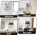 Hair Dryer Holder, Hair Tool Organizer, Blow Dryer Hanger Wall Mount for Dryer Hook, Bathroom Space-Saving Blow Dryer Organizer, Curling Irons Storage Wall Mounted White
