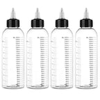 Segbeauty 8.5oz Twist Top Applicator Bottle, 4pcs 250ml Measured Hair Dye Bottles, Clear Empty Hair Oil Bottle with Ratio Graduated Scale, Hair Color Squeeze Bottle Application Bottles for Hair Dyeing