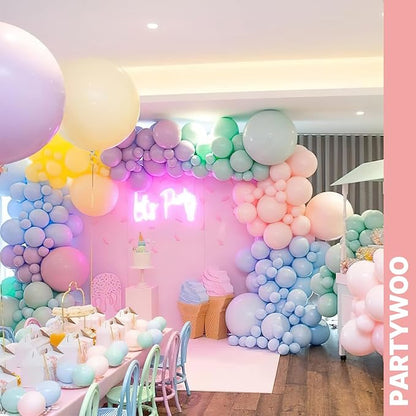 PartyWoo Pastel Rainbow Latex Helium Foil Balloons 66pcs 12 Inch | Balloons - Image 8