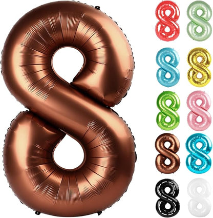 Coffee Brown Number 8 Balloon 40 Inch by IWERP
