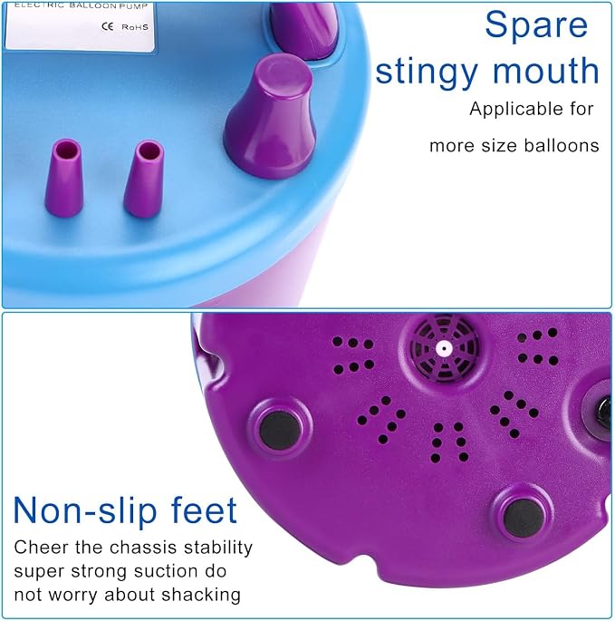 4 Nozzles Electric Balloon Pump, 900W Inflator - Image 4