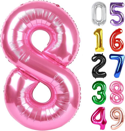 Pink Number 8 Balloon 40 Inch, 8th Birthday Party Decorations Men Women | Foil by IWERP