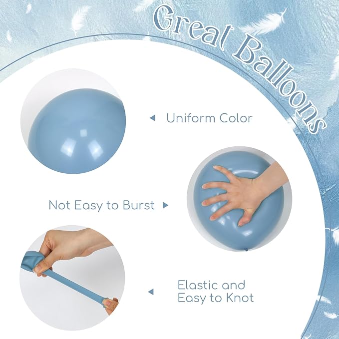 60pcs Dusty Blue Balloons 12inch - Image 3