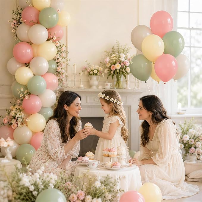 Dusty Pink Green Yellow Balloons, 12inch 50pcs Pink Sage Green Pastel Light - Image 5